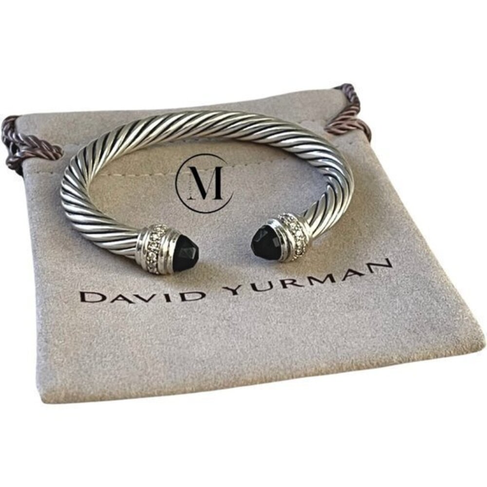 David Yurman 7mm Black Onyx & Diamonds Bracelet - Size Small